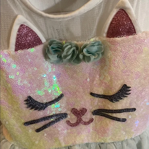 Pink Violet Little Girls Sequins Cat Face Tutu Dress, Size 4 NWT - Picture 5 of 10